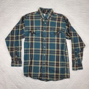 Vtg Panhandle Slim Western Plaid Button Down‎ long sleeve Mens Small